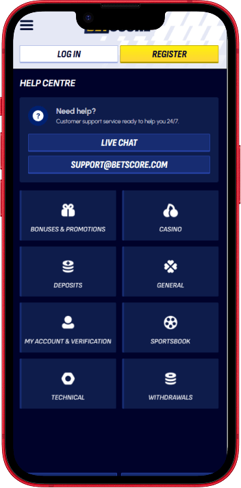 BetScore help centre - 24/7 live chat and email support