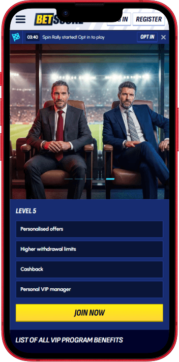 BetScore VIP Level 5 with personalised offers and personal manager